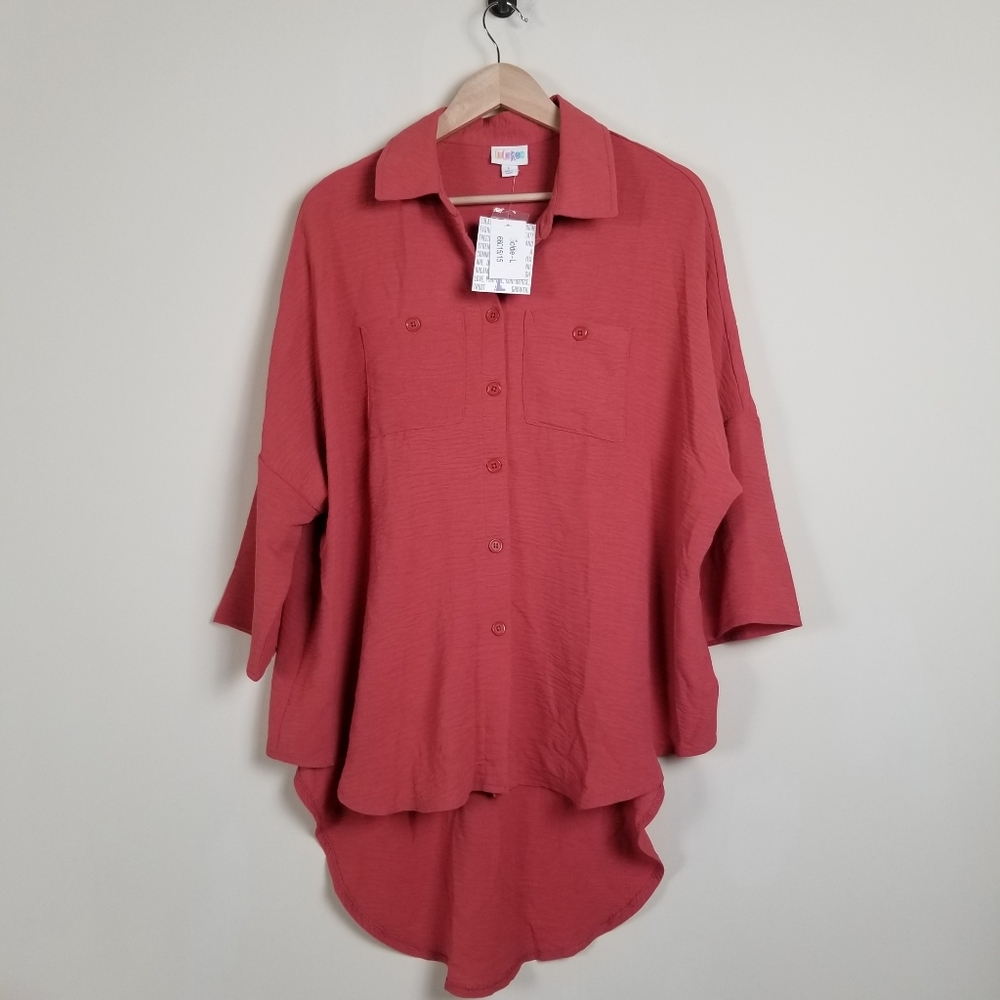 Lularoe Goldie Button-Up Tunic Top Large NWT